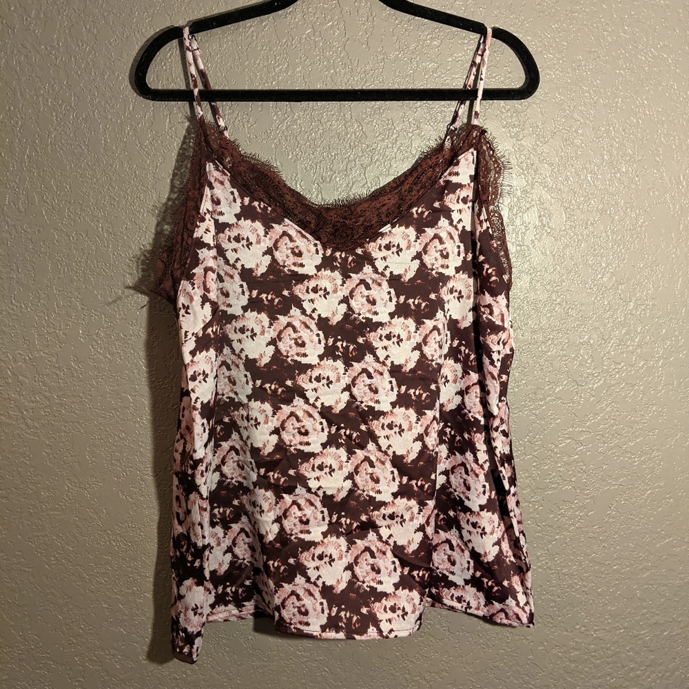 Floral Dark Red Slip Tank